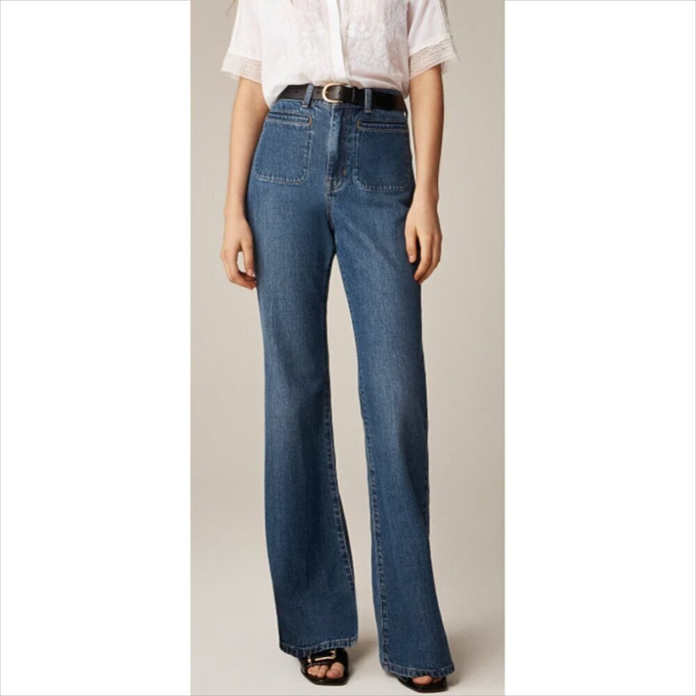 J. Crew '96 vintage flare jeans denim patch pocket retro blue 70s women 30